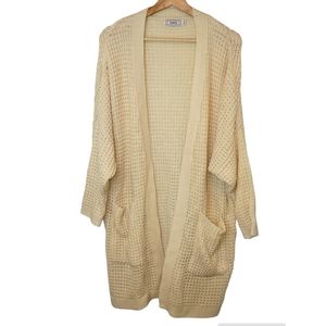 Women's Tarse Cream Knit Long Sweater Cardigan Size Medium